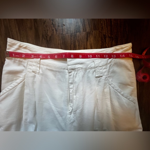 Maeve Pleated Straight Pants Anthropologie Ivory Aston Cuffed Crop Size 6 (US) - Picture 9 of 9